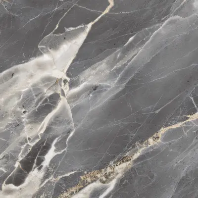 Cerámica Mármol Nobile de color gris oscuro, estilo mármol y acabado cristalino